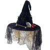 Creative Halloween Props Punk Skeleton Hand Witch Hat with Spider And Veil, Black Large Reusable Holiday Ornaments Wizard Costume Accessory