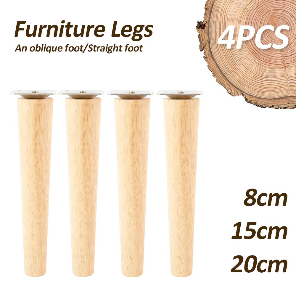 4Pcs Furniture Legs Wooden Solid Furniture Feet Oblique Straight Non-slip Table Chair Feet Replacement Feet Floor Protector Home