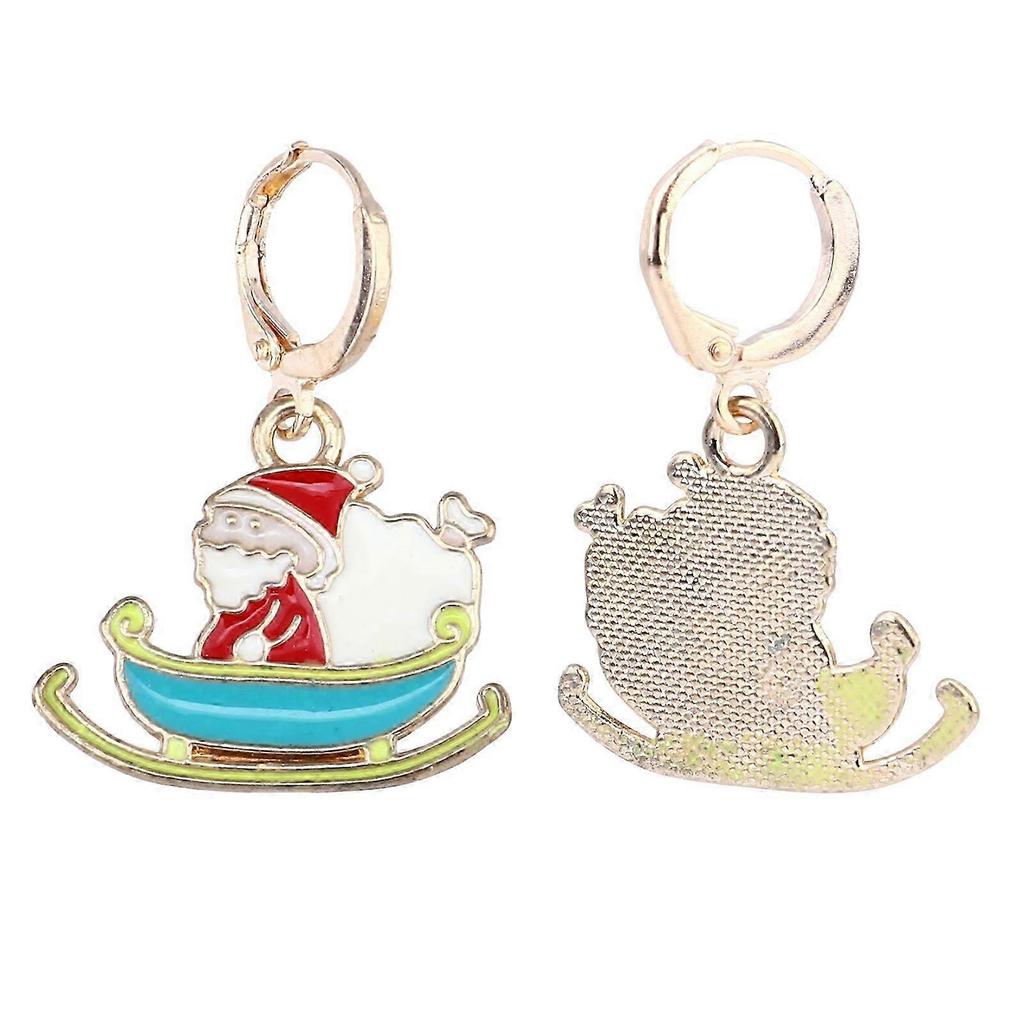 1 Pair Christmas Santa Sleigh Ear Jewelries Alloy Silver Ear Rings