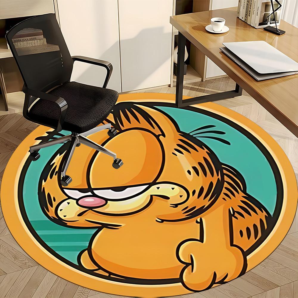 1pc Garfield Cat Office Round Area Rug, Under Office Chairs Bedroom Living Room Home Decor a1022386