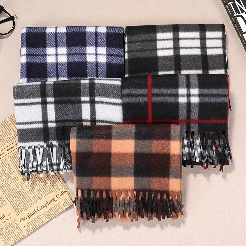 Autumn And Winter Classic Plaid Double-Sided Velvet Gift Scarf Exhibition Night Market Men'S Stall Warm Scarf Women'S Shawl