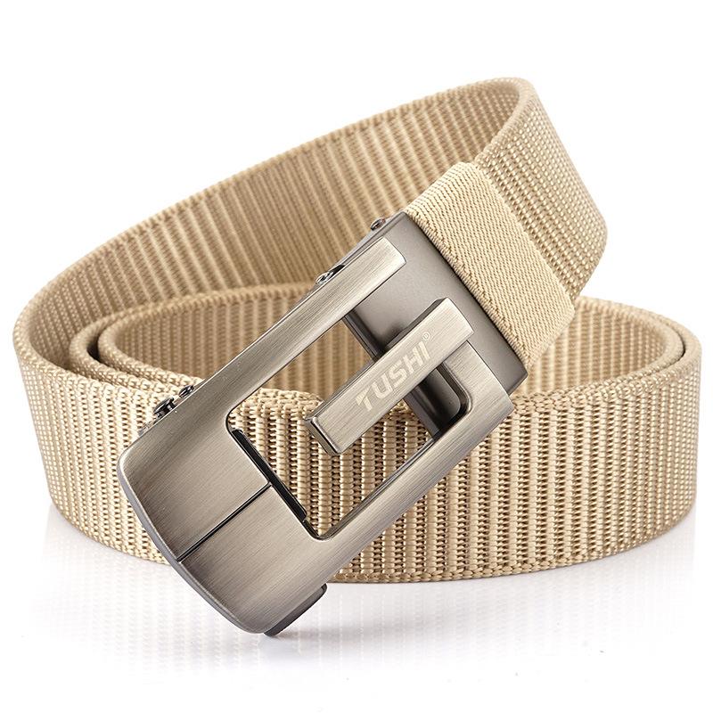 Новый мужской ремень для поездок на работу с автоматической пряжкой из нейлона, универсальный двухслойный толстый ремень для отдыха на природе