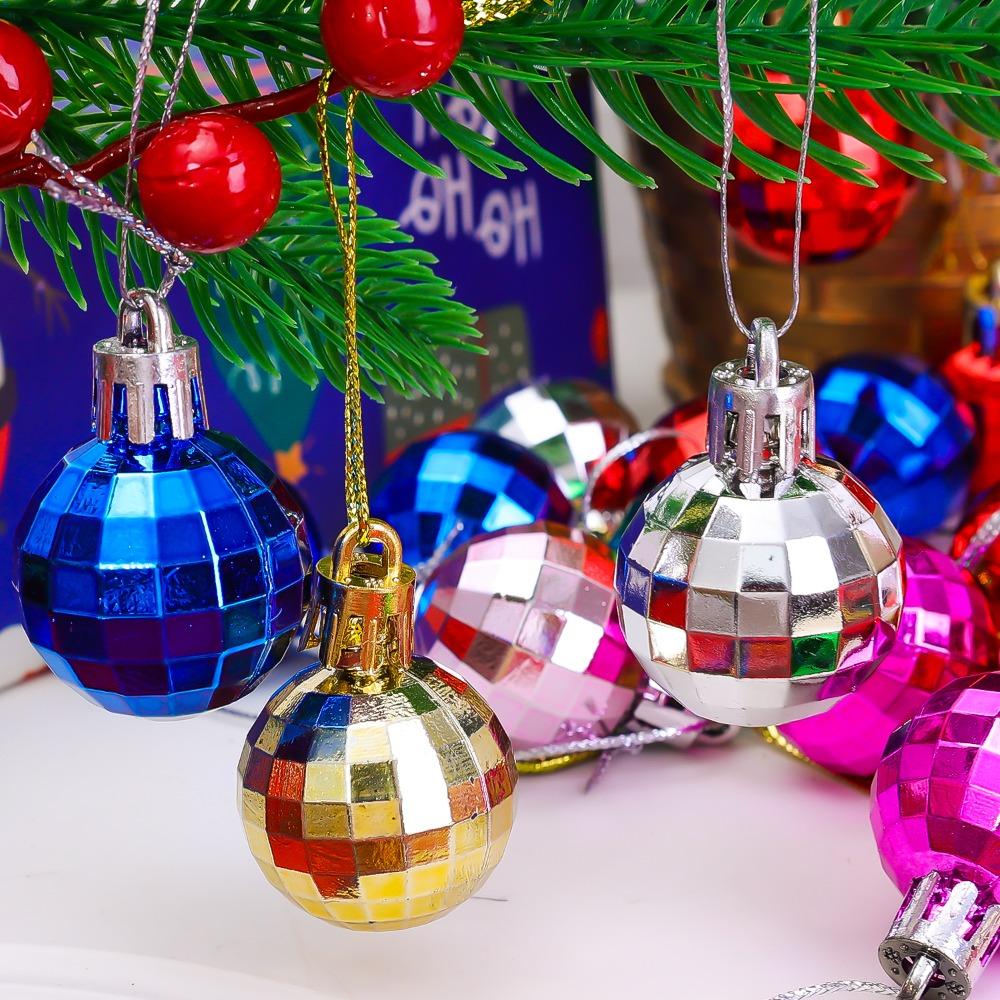 10PCS Christmas Electroplated Grid Balls 3cm Mini Colorful Shiny Ball Christmas Tree Hanging Ornament Home Party New Year Decor