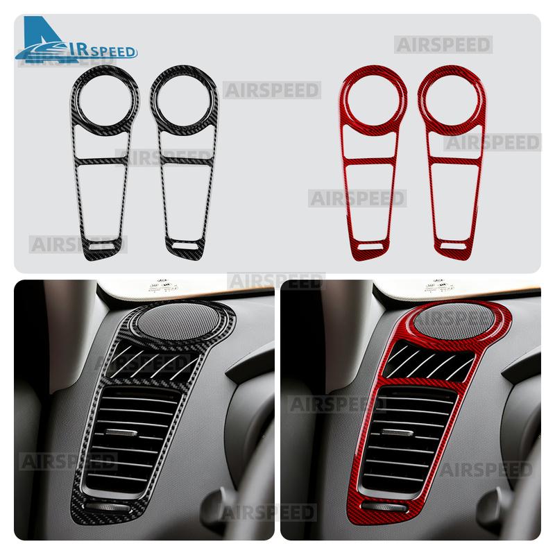 Для Kia Soul 1 AM 2010 2011 2012 2013 Наклейка из настоящего мягкого углеродного волокна LHD RHD Рамка воздуховыпускного отверстия автомобиля Боковая накладка центральной консоли