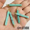 2pcs Fashion Natural Semi-precious Stone Pendant Long Strip Stone Charm DIY for Making Necklace 4x40mm Earring Jewelry Accessory