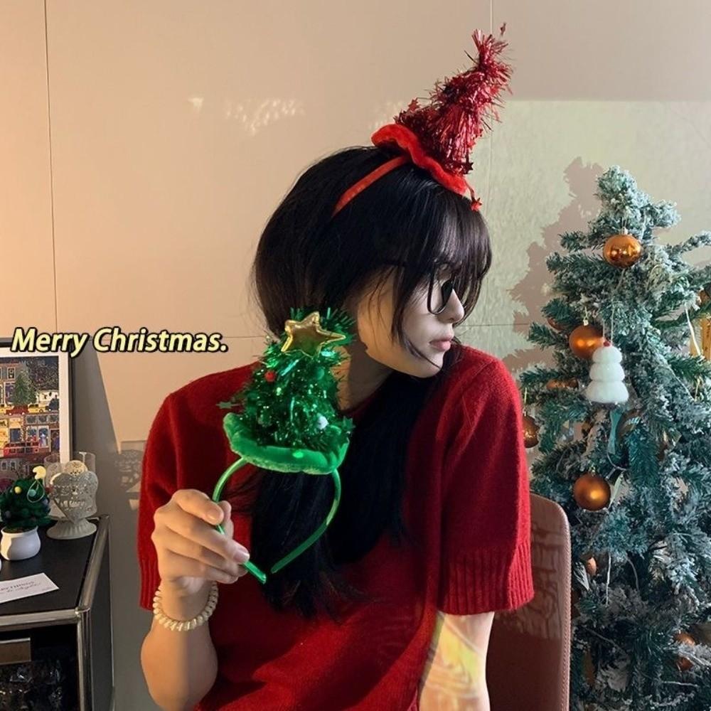 Vibrant Colors Xmas Hair Hoop Star Holiday Headwear Christmas Tree Headband Adult Women