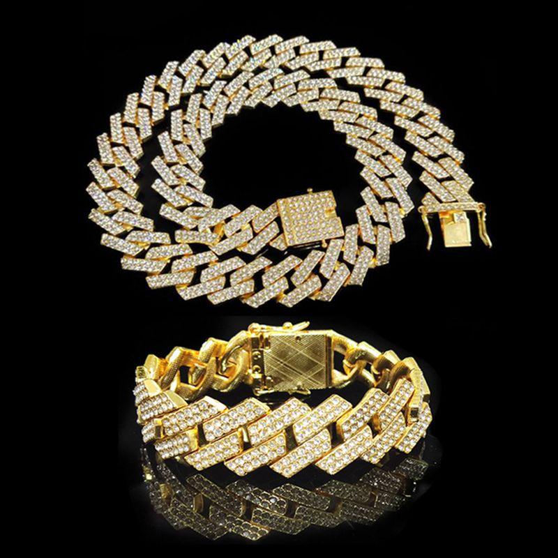Iced Out кубинское звено-цепочка золотого цвета со стразами мужское ожерелье блестящее рэперское ожерелье для мужчин хип-хоп corrente masculina