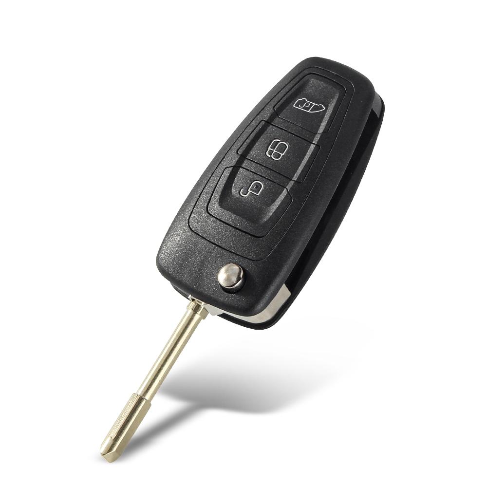 KEYYOU New 3 Buttons For Ford Focus Fiesta 2013 Fob Case with HU101/FO21 Blade Flip Folding Remote Key Shell Fob Case