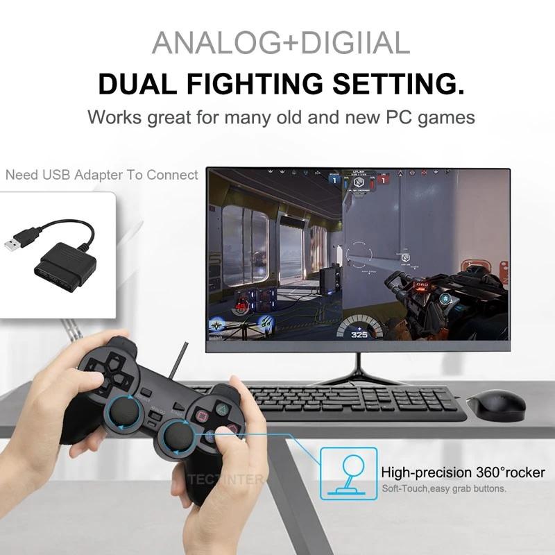 Transparent Color Wired Controller For PS2 /PS1 Console Vibration Joystick Gamepad Joypad For Sony Playstation2 Mando Controller