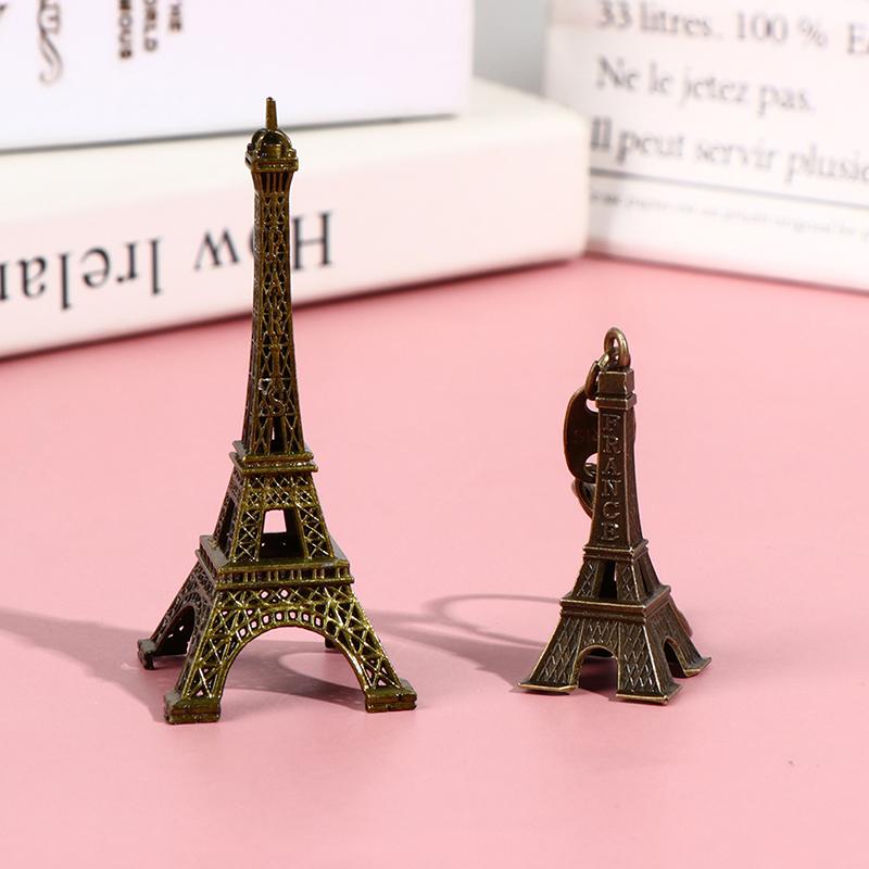 Retro Paris Eiffel Tower Model Home Desk Bronze Metal Statue Figurine Decor