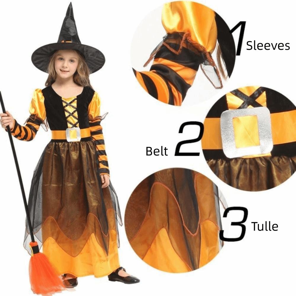 With Hat Witch Costume Dress Makeup Ball Kids Cosplay Dress Halloween Costume Clothes For Toddlers