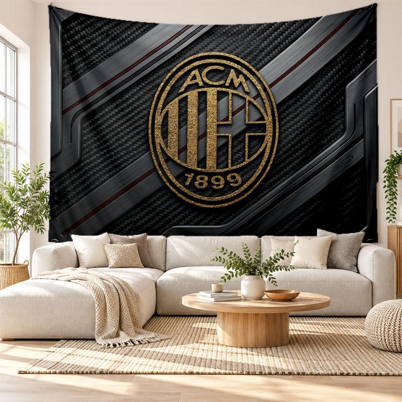AC Milan Wall Tapestry, Soft Fabric Wall Hanging, Decorative Backdrop For Bedroom Home Wall Art