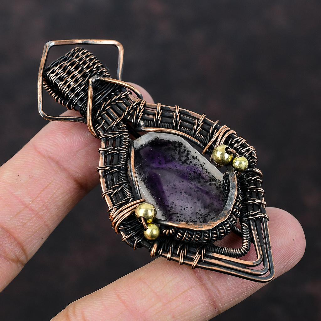 Super 23 Amethyst Pendant Copper Wire Wrapped Pendant Gemstone Pendant Wire Wrap Jewelry Gift For Him Handmade Decent Pendant Copper Jewelry