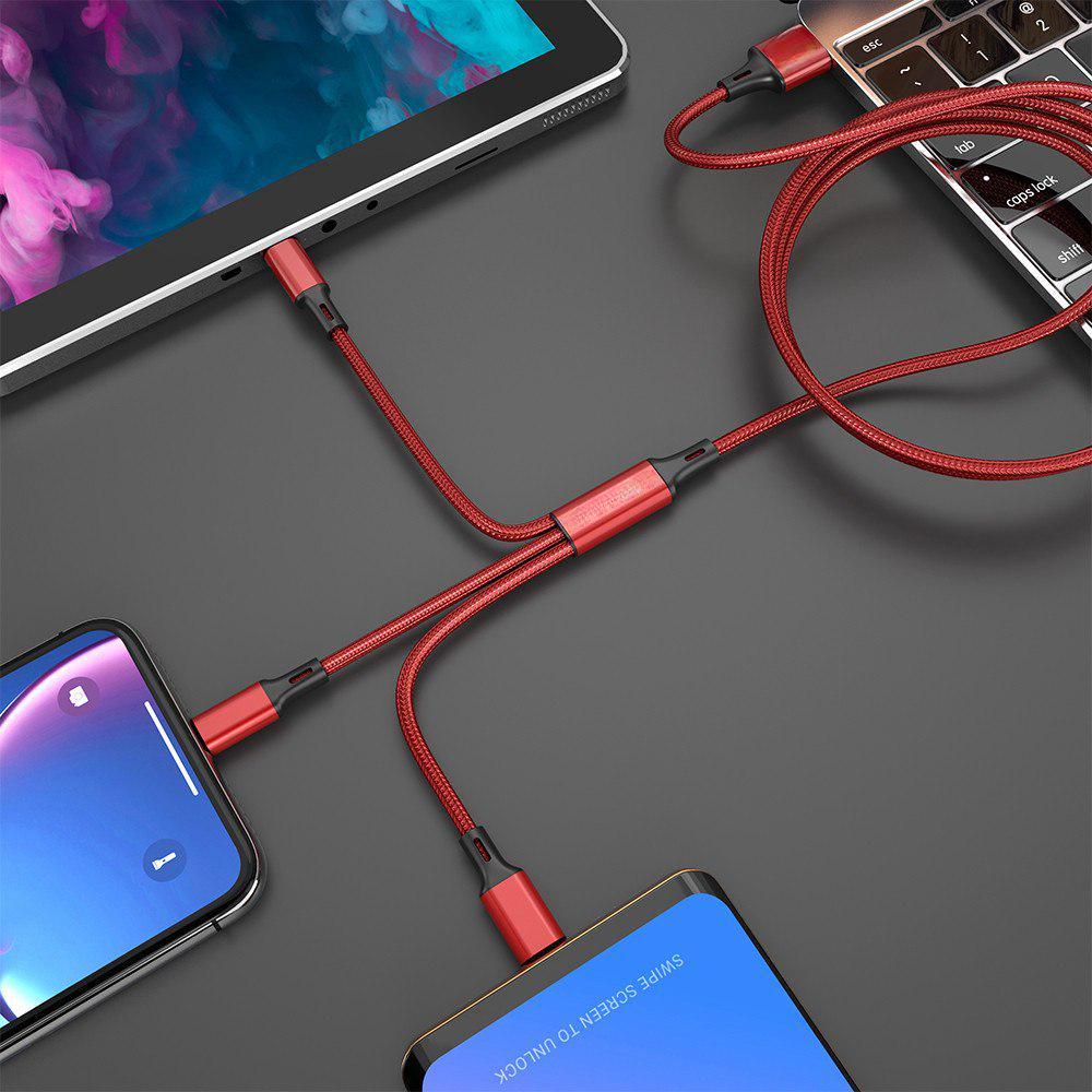 QUEED USB-кабель 3 в 1 для мобильного телефона с микро-USB типа C для быстрой зарядки iPhone
