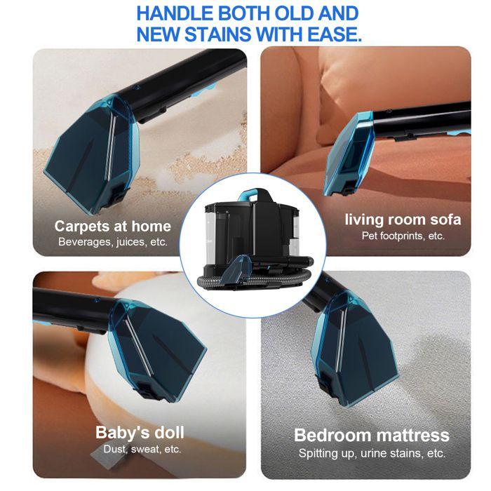500W Carpet and Sofa Cleaner, 12 kPa, 1.75 L Tank, 5 m Cable, 100-240V - for Pet Stains and Carpets