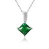 Emerald CZ Diamond Necklace Pendant Natural Stone 925 Silver May Birthstone Green Anniversary Day Gift [Bellitia Jewelry] & Women's Mother's