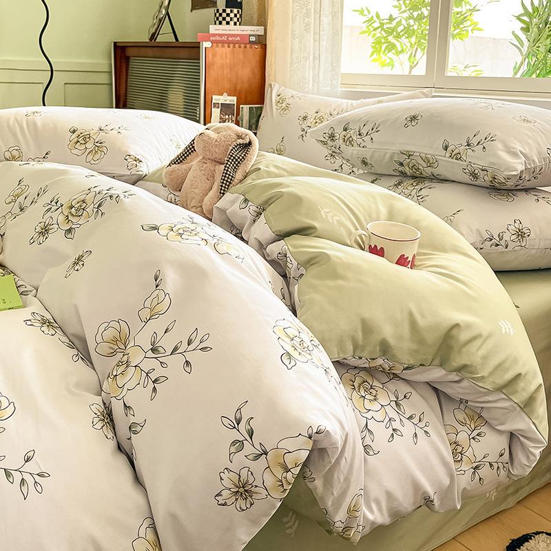 Комплект из четырех предметов из хлопка, кровать из чистого хлопка, пододеяльник, простыня, комплект из трех предметов для спальни, постельное белье