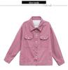 Women’s Casual Pink Denim Jacket - Autumn 2023 Loose Fit, Age-Reducing Style