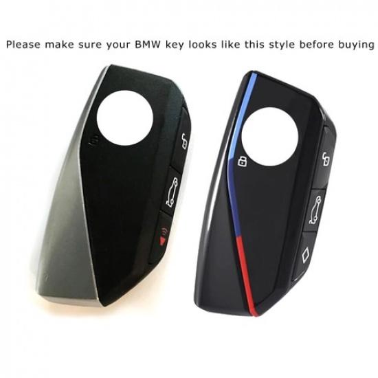 Black Carbon Pattern Plastic Key Fob Case Shell For New BMW Side Press Smart Key