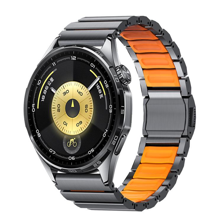 22mm Norman Magnetic Buckle Titanium Metal Silicone Watch Band, Adjustable Premium Replacement Sport Wrist Strap