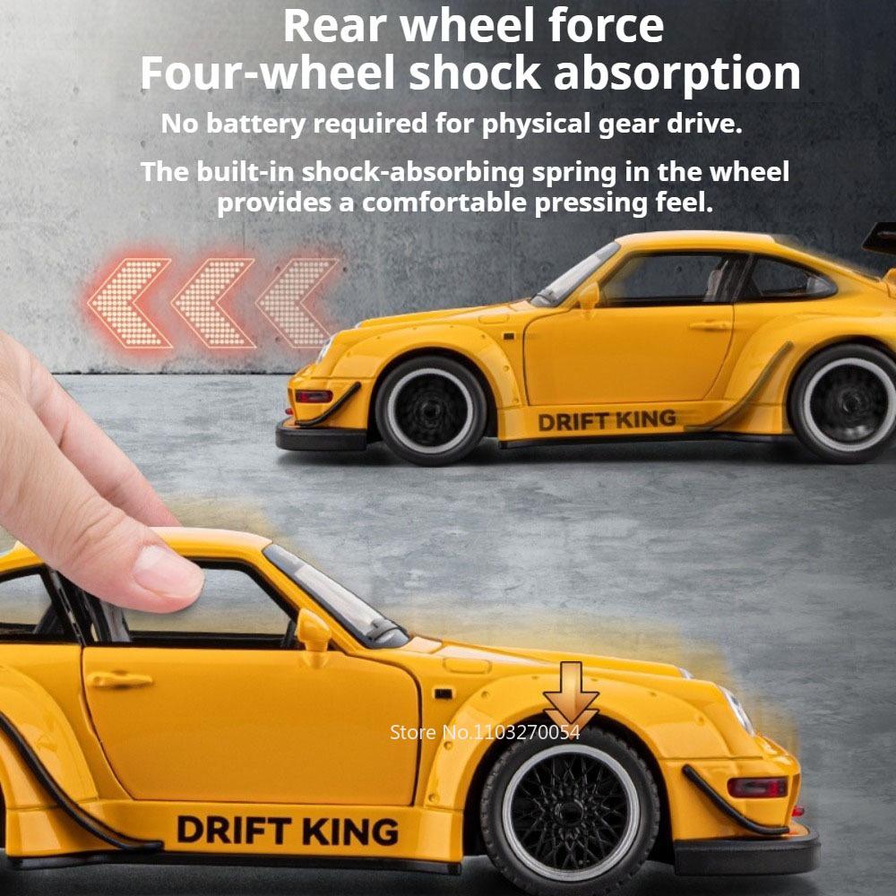 1:22 Rwb 993 P1 Gtr Сплав Спортивный Автомобиль Литая Модель Игрушки Рулевое Управление Передним Колесом Резиновые Шины Двери Открываются Транспортные Средства Коллекционные Подарки
