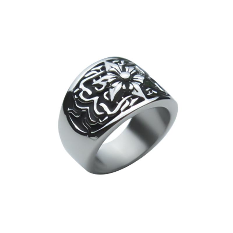 Hexagonal Star Flower Exaggerated Ring Domineering Men's Ring Punk Style Ring