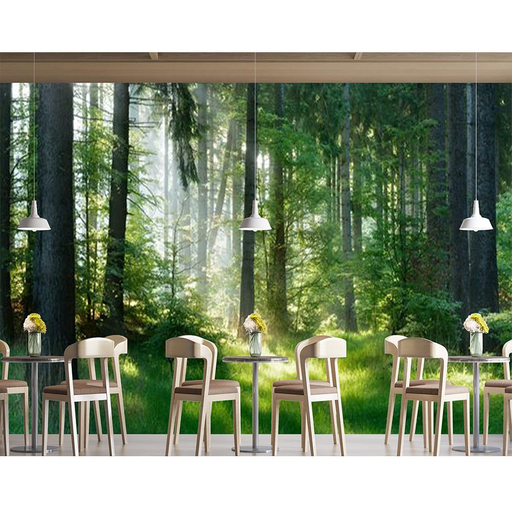 Лесные обои Мистическое зеленое дерево Дупло Лесной мурал Съемные Природные пейзажи Настенные муралы Гостиная Спальня Домашний декор