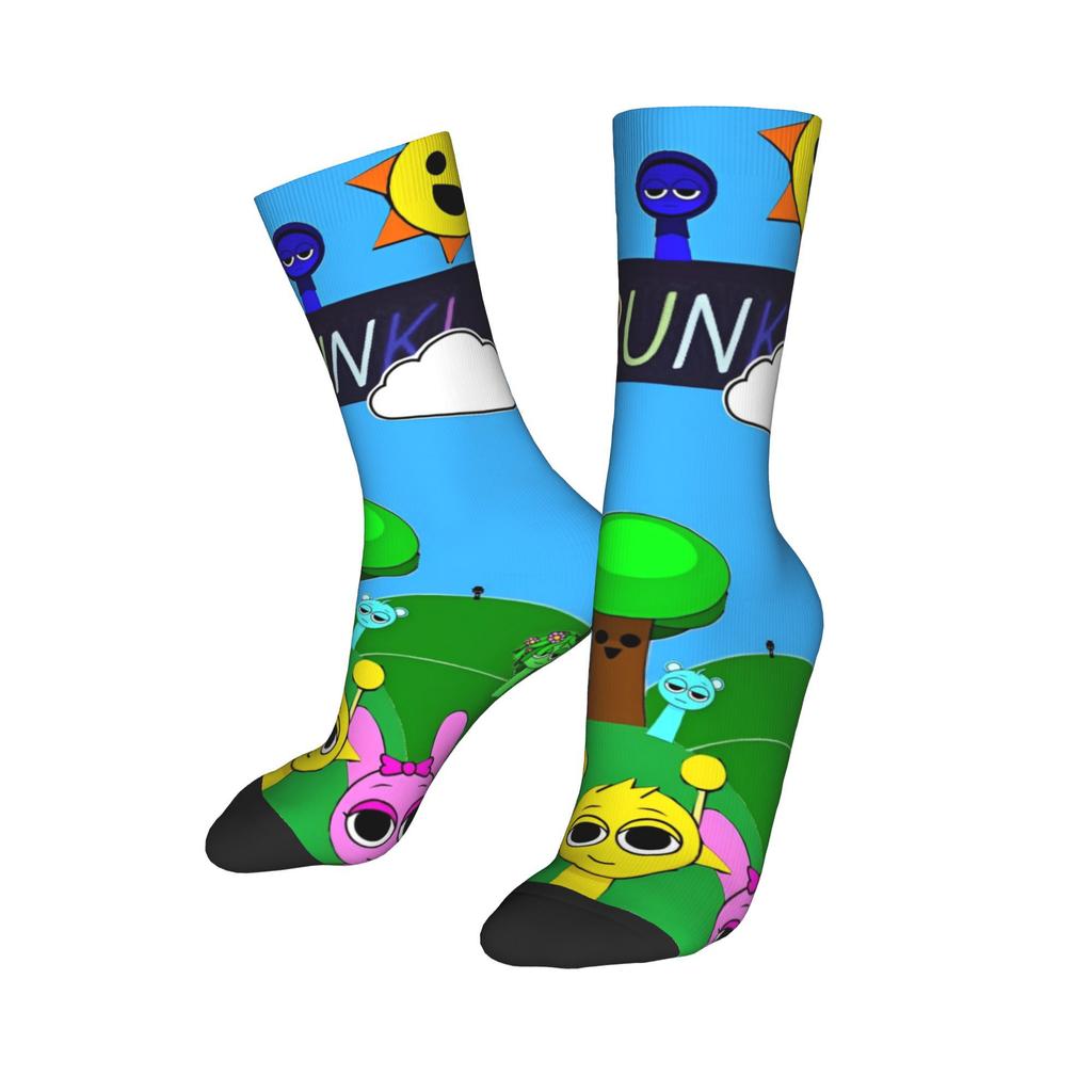 Носки Sprunki Incredibox для женщин и мужчин, дышащие, мягкие, длинные, впитывающие пот