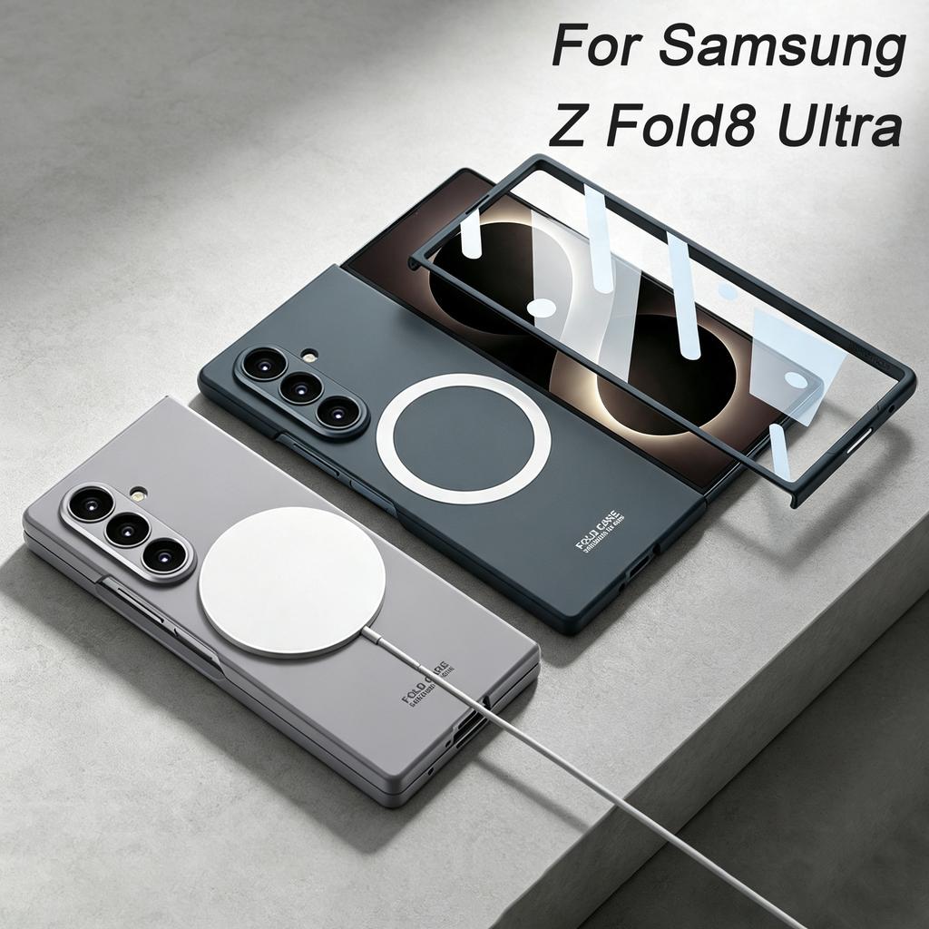 Ultra-thin Armor Plastic Case for Samsung Galaxy Z Fold 8 Ultra Screen Glass Wireless Charge Ring Cover for Galaxy Z Fold7 Case