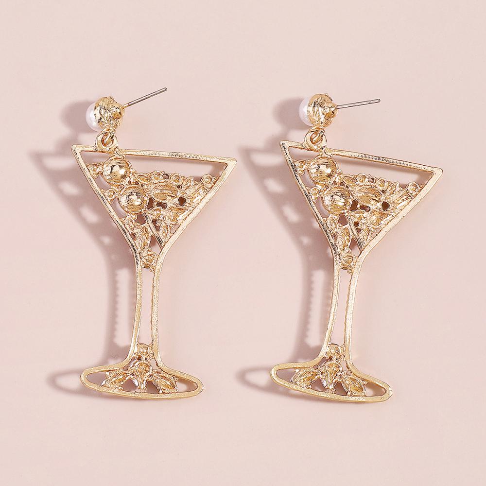 Eardrop Metal Cocktail Cup Design Creative Unique Eardrop Women Fashion Jewelry Trendy Party Casual Daily Wear Birthday Gift