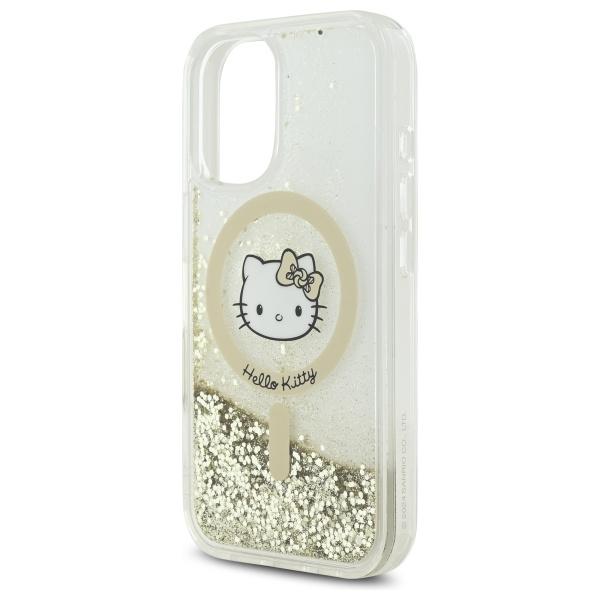 Hello Kitty HKHMP16SLGDIH iPhone 16 6.1" white gold hardcase Liquid Glitter Fever MagSafe