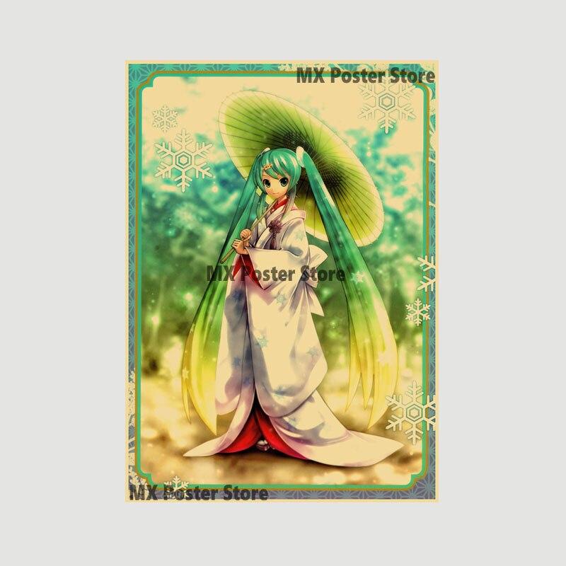 Аниме идол мультфильм певец Мику плакат HD печать крафт-бумага ретро настенные художественные фотографии спальня декоративная живопись домашний декор подарки