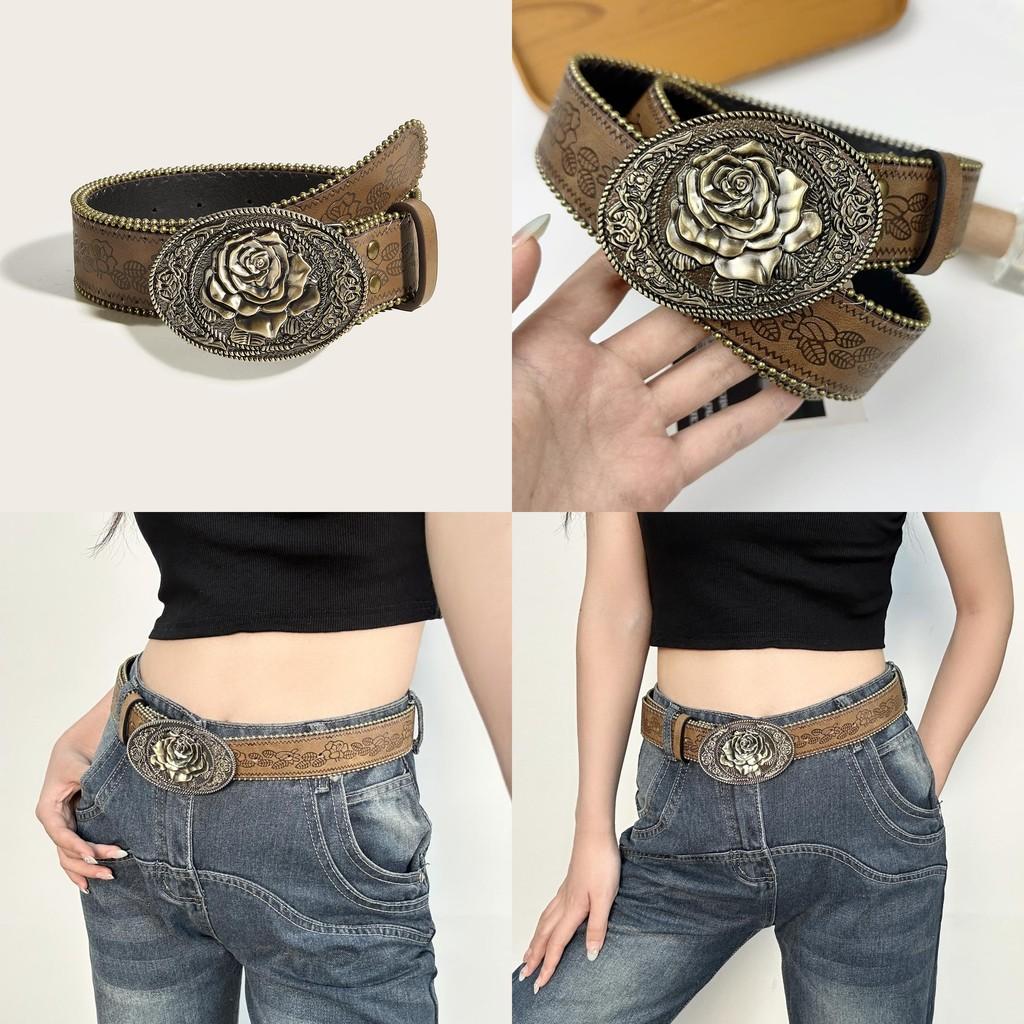 Punk Rock Leather Waist Belt With Vintage Studded Design Daily Supplies Casuals