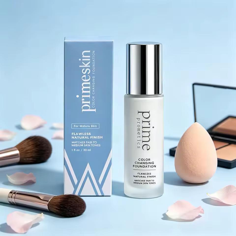 Prime Prometics Color Changing Liquid Foundation For Self-Adjusting Skin Tone,Invisible Pore Full Coverage Lightweight Hydrating