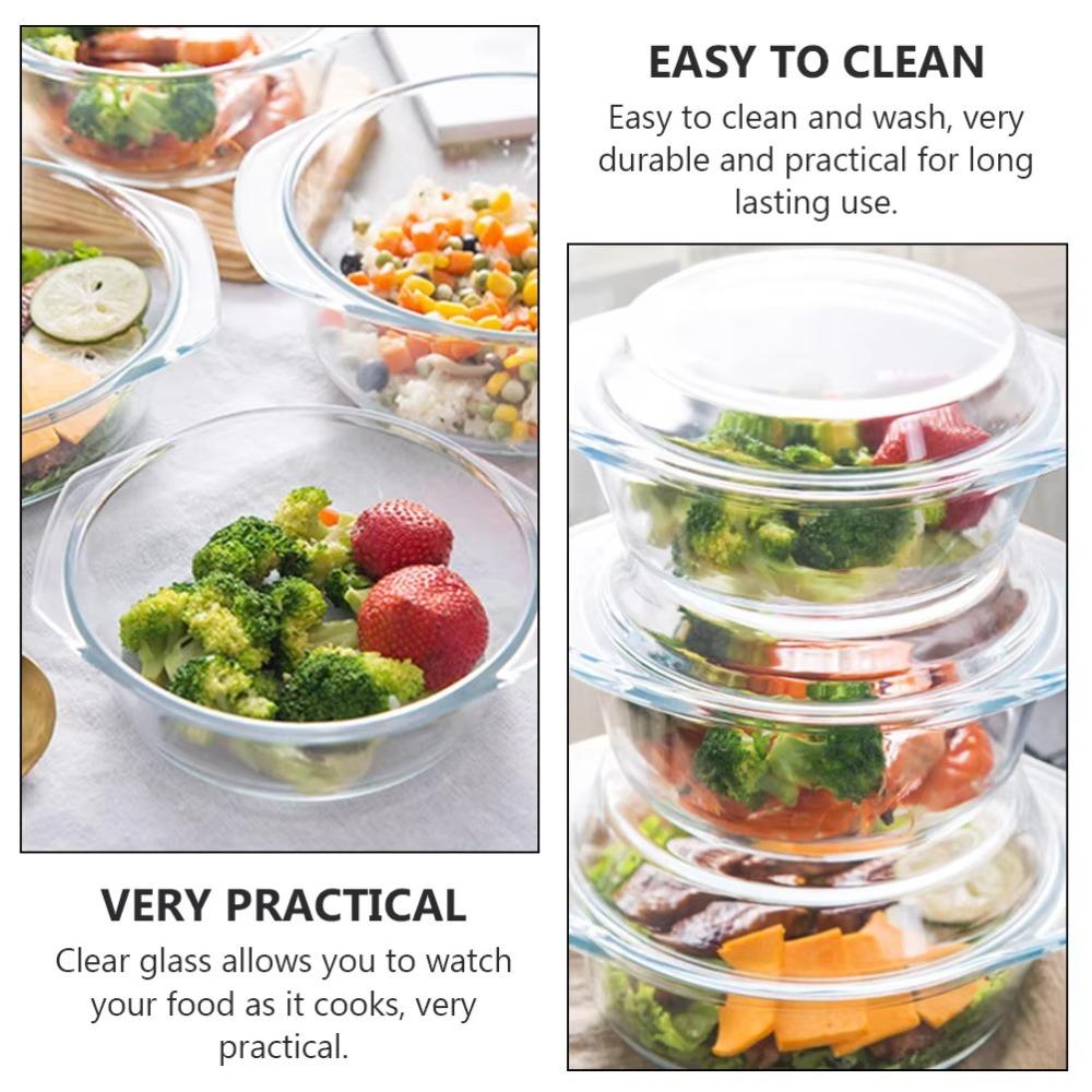 Высококачественная хрустальная миска из боросиликатного стекла, термостойкая бытовая кастрюля для приготовления пищи, контейнер для хранения продуктов