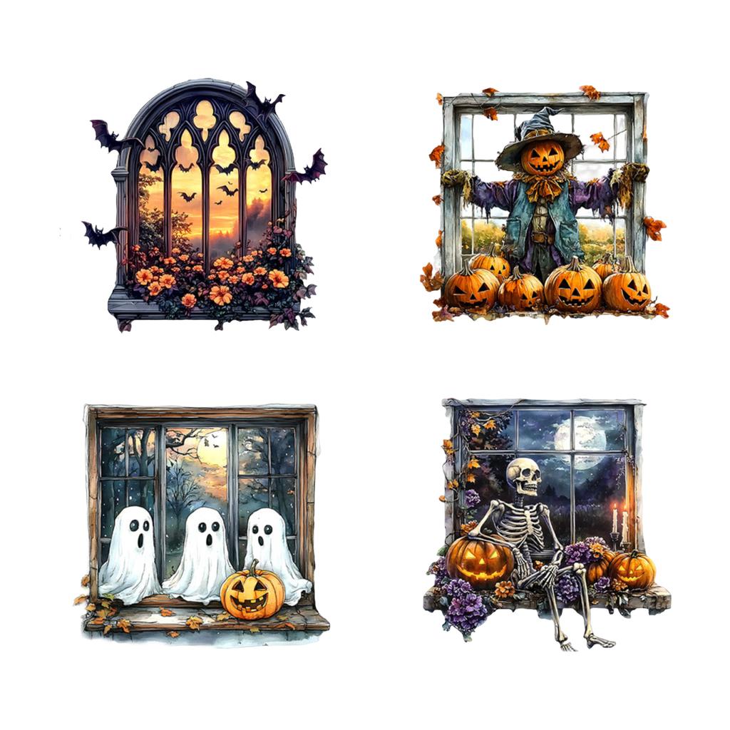 Halloween New Horror Pumpkin Black Skeleton Sticker Bedroom Living Room Background Holiday Decoration Wall Sticker