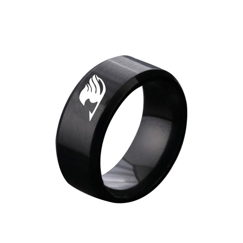 Bxzyrt Japanese Anime Fairy Tail Rings Tattoo Badge Enamel Cartoon Stainless Steel Ring Fashion Cosplay Jewelry for Women Men