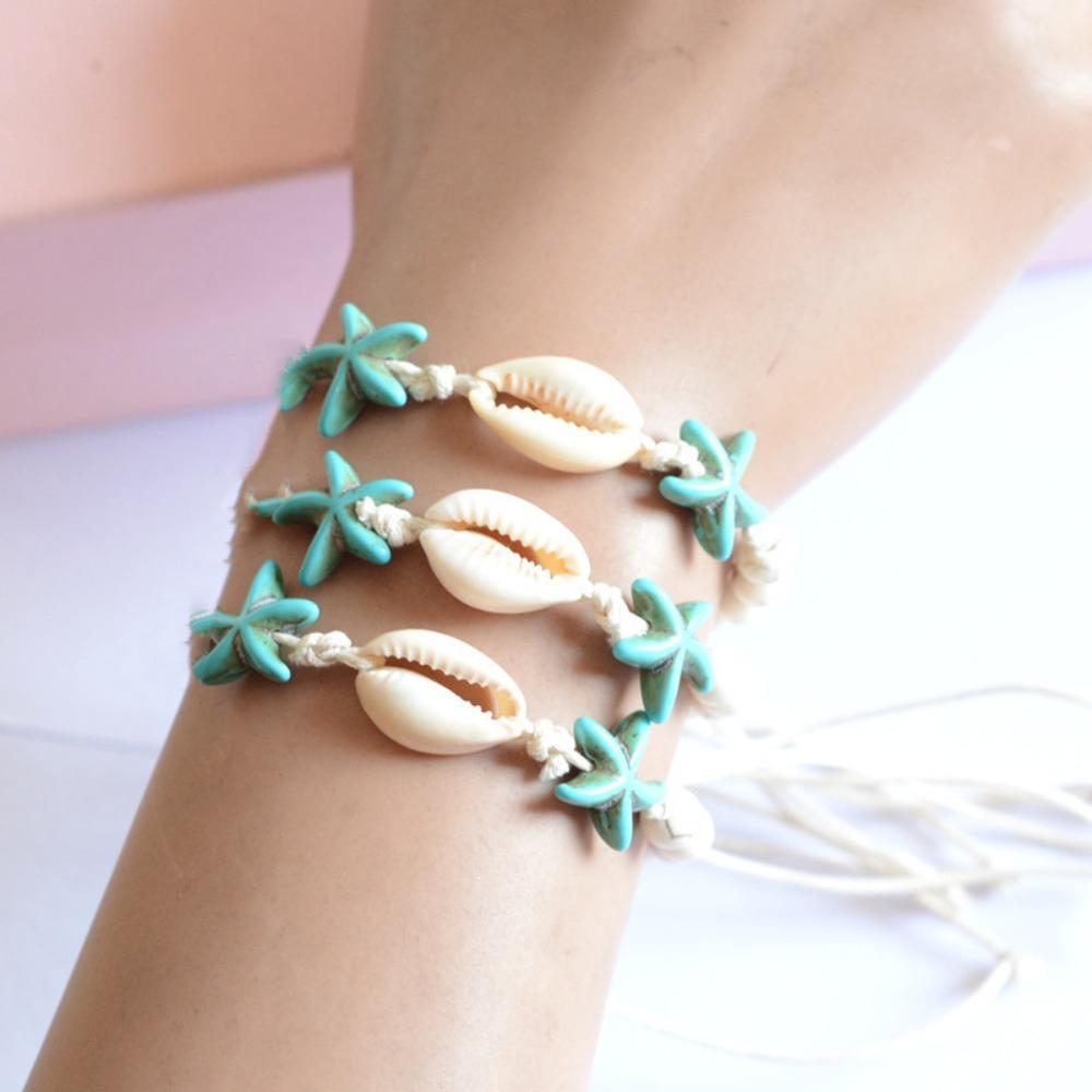 Bohemian Starfish Beaded Bracelet Ornaments Shell Beaded Handstring Turtle Woven Bracelet Gift