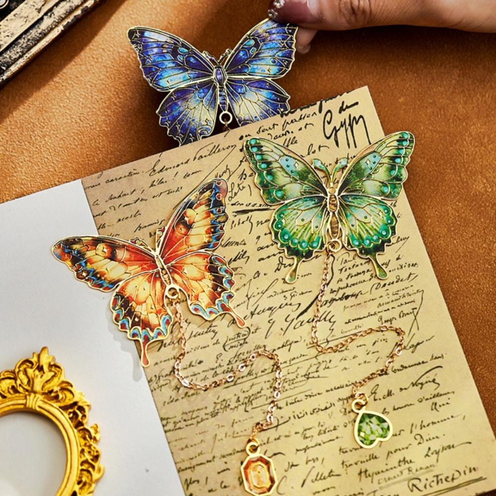 Artistic Book Clip High-Quality Oil Painting Bookmark Exquisite Bookmark Separator Colorful Butterfly Metal Bookmark For Gift