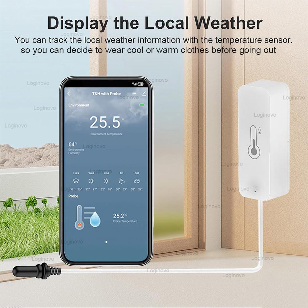 Smart Life Wifi Probe Temperature Humidity Sensor Optional LCD Digital Tuya Thermometer Hygrometer Meter For Incubator Aquarium
