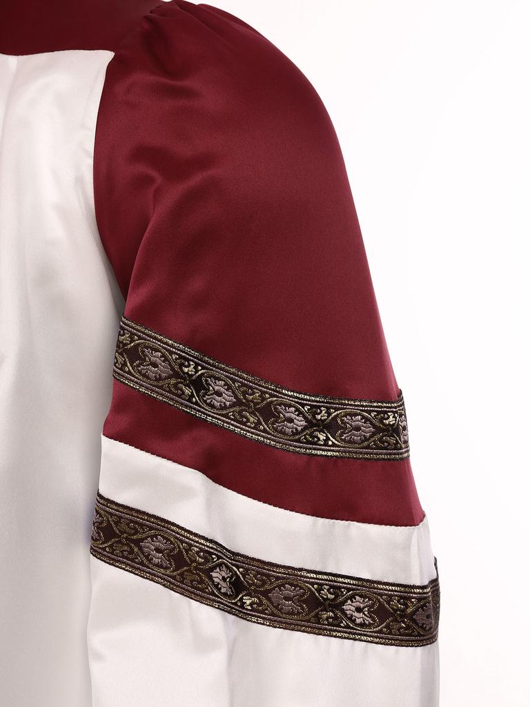 Mens Choir Robe Halloween Cosplay Theme Party Costume V Neck Embroidered Stripes Long Sleeve Clergy Gown