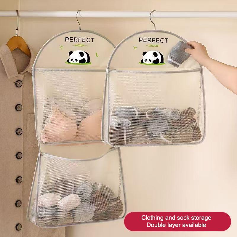 NEW Hanging Mesh Storage Bag, Multi-layer Organizer with Large Capacity, Space Saving Wardrobe Solution for Socks & Accessories