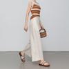 Tencel linen cropped pants for women, summer thin petite wide-leg pants, loose old money style cool herringbone casual pants