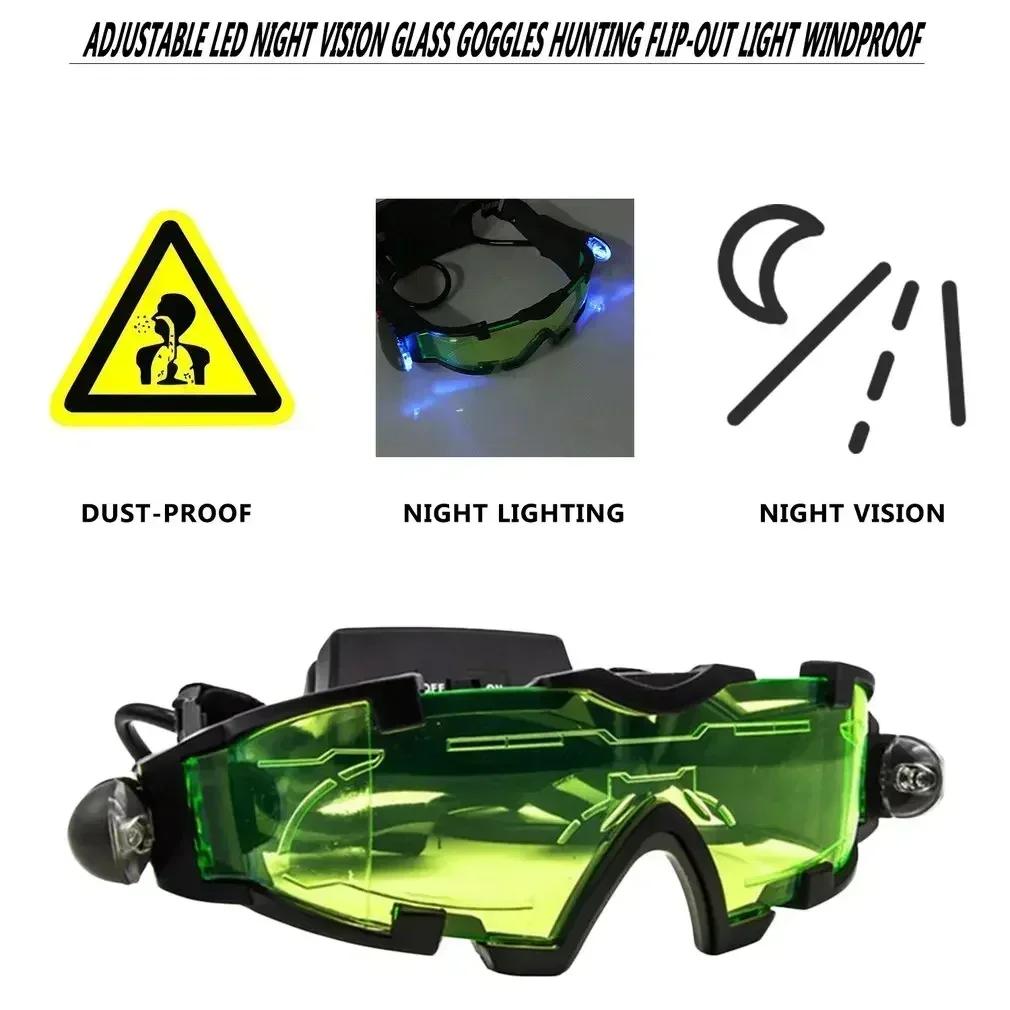 Adjustable LED Night Vision Goggles Windproof Motorcycle Motorbike Racing Glasses Eyewear With Flip-out Light Dropshipping Hot