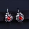Vintage Water Drop Pearl Ruby Earrings In Thai Silver Engraving