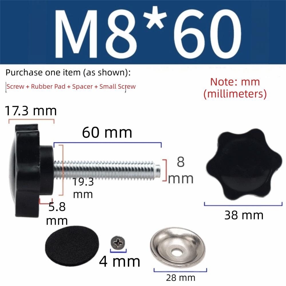 304 Stainless Steel Clamping Screw Knob M8x60mm Hand Tightening Knob  Clamping Applications