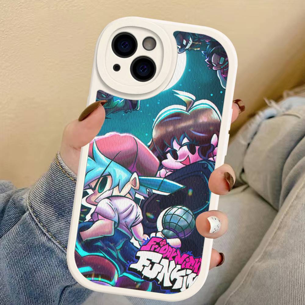 Game F-Friday Night Funkin Phone Case For IPhone 16 15 14 13 Pro Max 11 12 Plus Leather Silicone Cover