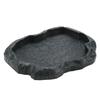 Resin Durable Reptile Rock Food and Water Dish Feeder Bowl for Tortoise Lizard(Green M)
