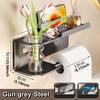 Self Adhesive Toilet Paper Holder with Phone Shelf Stainless Steel Wall Mounted Toilet Paper Roll Holder - Rustproof