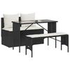 3 Piece Outdoor Dining Set with Cushions Black Poly Rattan